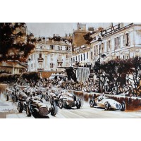 Shan Amrohvi, Oil on Canvas, 24 x 36 inch, Grand Prix history painting, AC-SA-042